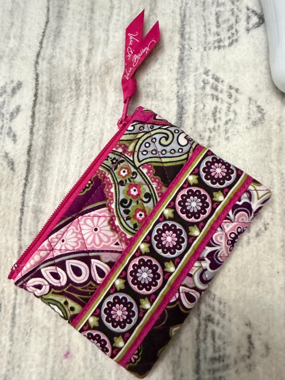 Vera Bradley Pink & Purple Paisley Quilted Zip Pouch